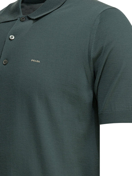 Prada Virgin wool polo shirt with logo - Green