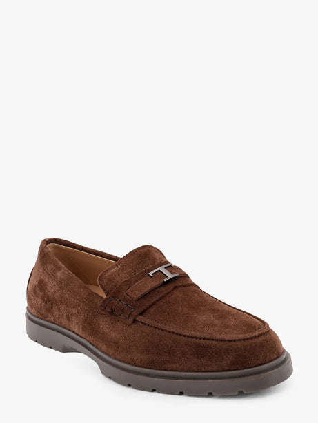 Tod'S Suede loafers with metal logo - Marrone