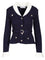 Self-Portrait Ribbed Cardigan - Blue