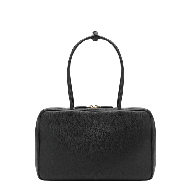 Large Leather Duffle Bag - Black