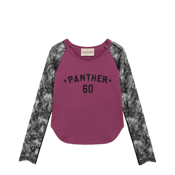 Cyclamen Panther 60 T-Shirt With Black Lace Sleeves