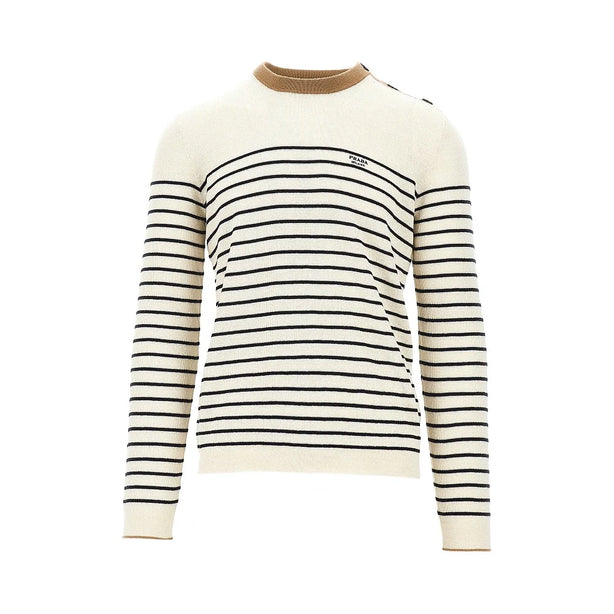 PRADA Linen-blend marinière sweater