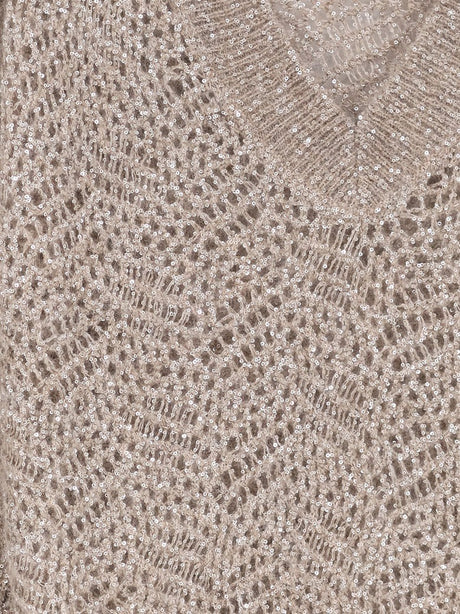 Brunello Cucinelli Mohair blend sweater with Dazzling pattern - Browncaldo