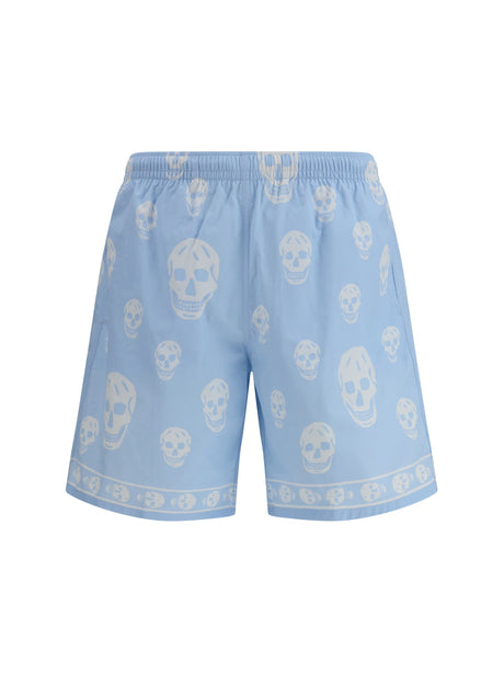 Light Blue Polyamide Bermuda Shorts