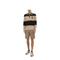 Knitted Cotton Polo Shirt with Brown and Beige Stripes