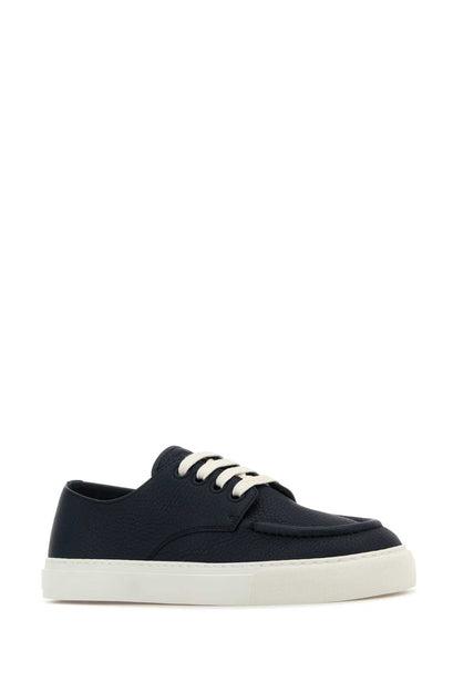 Navy Blue Leather Sneakers