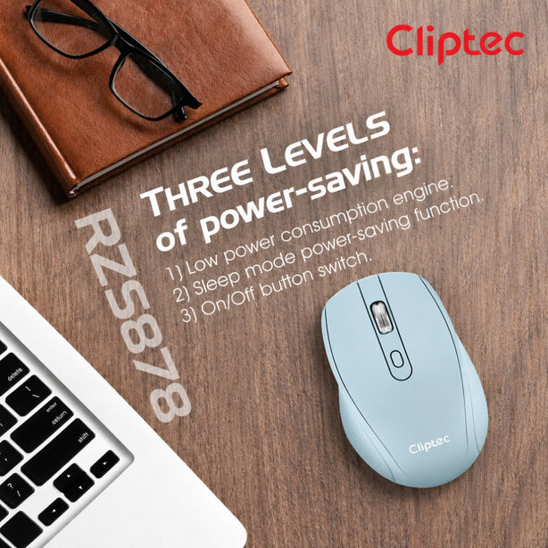 Cliptec RZS878 Xilent-Metal - 2.4GHZ 1600 DPI Silent Wireless Mouse (AA Battery)