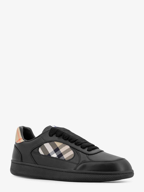 Burberry Leather sneakers with Traditional Check inserts - Black/Sand Ip Chk