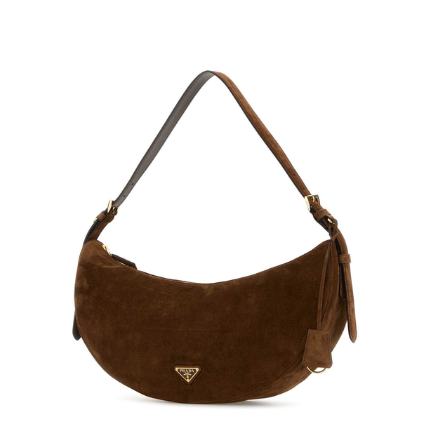 Small Suede Leather Shoulder Bag - Brown