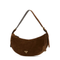 Small Suede Leather Shoulder Bag - Brown
