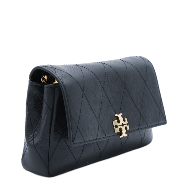 Kira Diamond Quilt Nappa Leather Shoulder Bag - Black