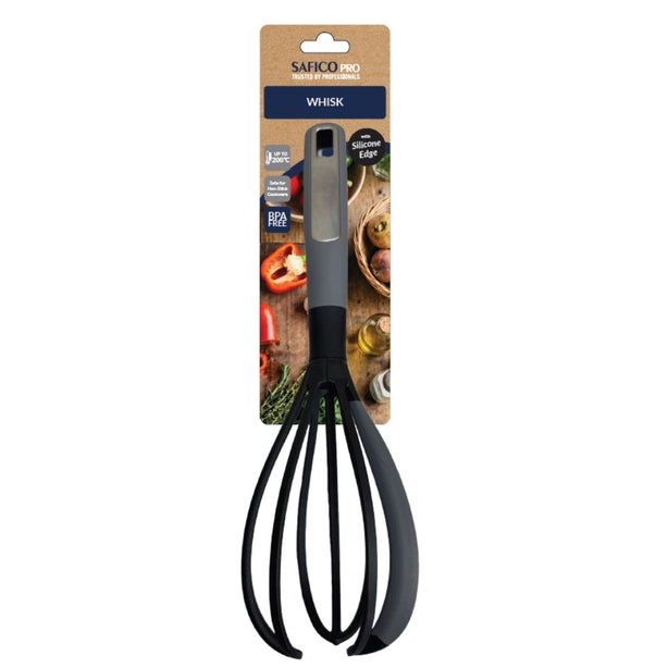 Safico Fibreglass Nylon Whisk With Silicone Edge  L30.5cm Heat Resistant To 200°C