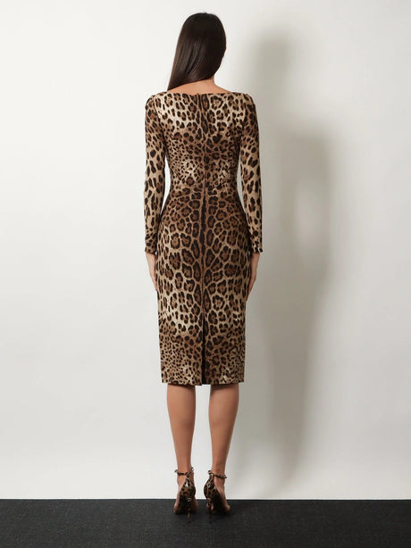 Dolce & Gabbana Midi Dress with Animal Print - Leonew