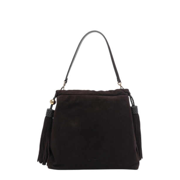 Kalispera Medium Suede Shoulder Bag - Black