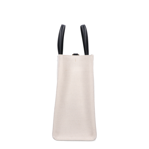 G-Tote Medium Canvas Shopping Bag - Beige/Black
