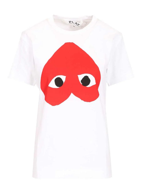 Comme Des Garcons Play Heart Print T-Shirt - White