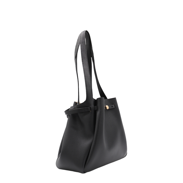 Large Pebbled Leather Tote - Black