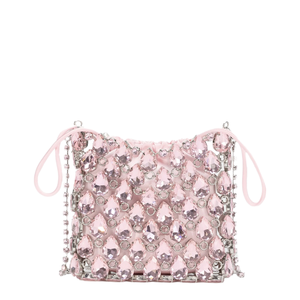 Mini Bag In Metallic Knit With Crystals