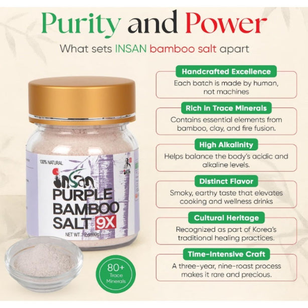 [INSAN] 9-Times Roasted Purple Bamboo Salt Powder (60g) [International Shipping]