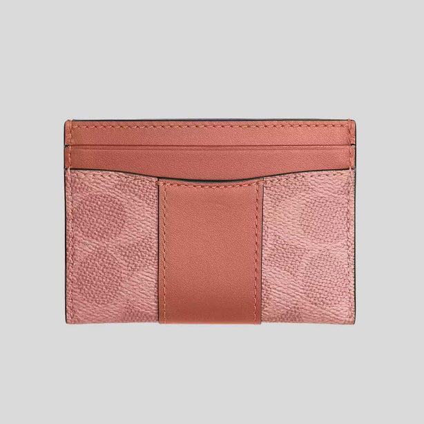 COACH Essential Card Case In Signature Canvas Melon Pink RS-CBY80