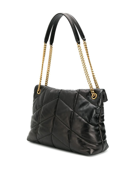 Saint Laurent Loulou Puffer Medium Lambskin Shoulder Bag - Black