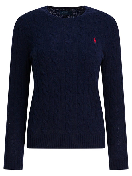 Polo Ralph Lauren Crew-neck sweater with logo made of wool and cashmere - Blue