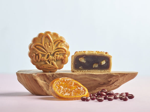 WuGuFeng Baked Mooncake - Citrus Red Bean Legacy  - Red Bean Paste with Orange Peel (8pcs/box) Bundle of 2
