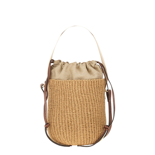 Woody Small Raffia Bucket Bag - Beige