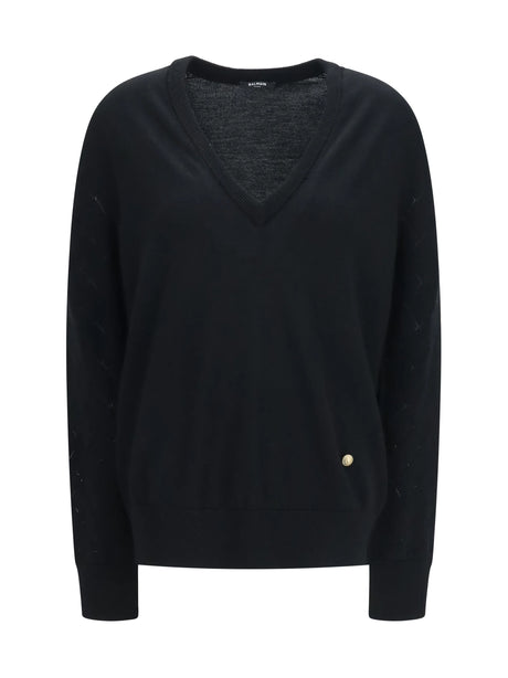 Balmain V-neck Sweater - Noir