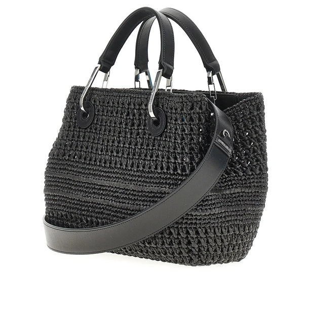 EMPORIO ARMANI Woven raffia small MyEA Bag