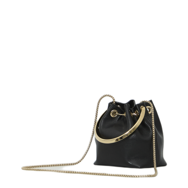 Bon Bon Biker Leather Bucket Bag - Black