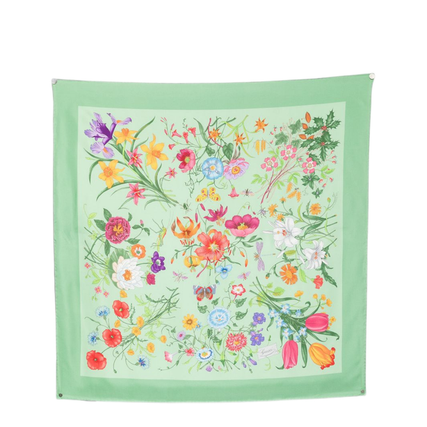 Green Flora Print Scarf