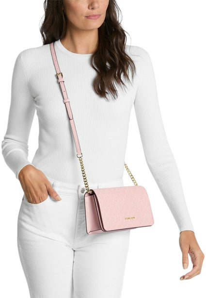 Michael Kors Jet Set Medium Signature Logo Crossbody Bag - Powder Blush