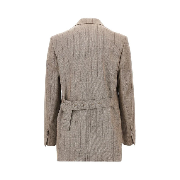 AMI Double-breasted wool jacket with martingale
