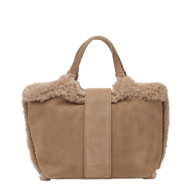 Viv' Choc Goatskin Suede Shopping Bag - Sand Beige