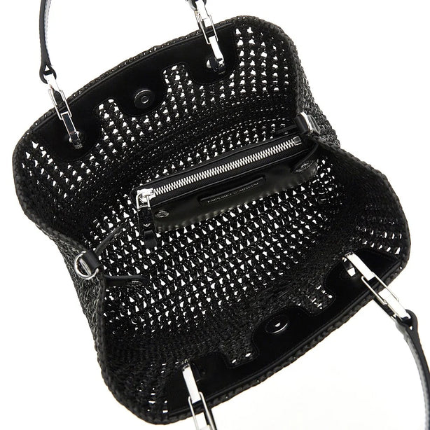 EMPORIO ARMANI Woven raffia small MyEA Bag