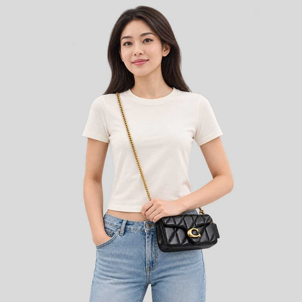 COACH Tabby Chain Crossbody Bag 19 With Quilting Black RS-CBH23