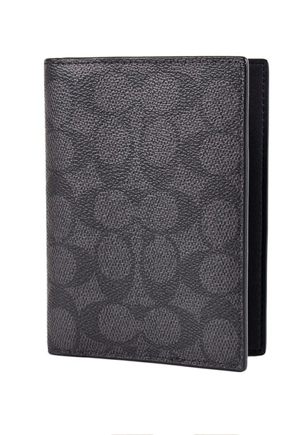 Coach Mens Passport Card Case In Signature Canvas - Charcoal/Black