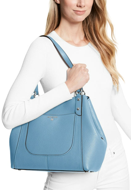 Michael Kors Molly Large Pebbled Leather Tote Bag - Chambray