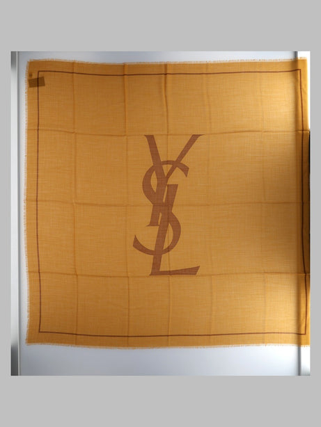 Saint Laurent Grand Carr Cassandr Ocre Wool Scarf