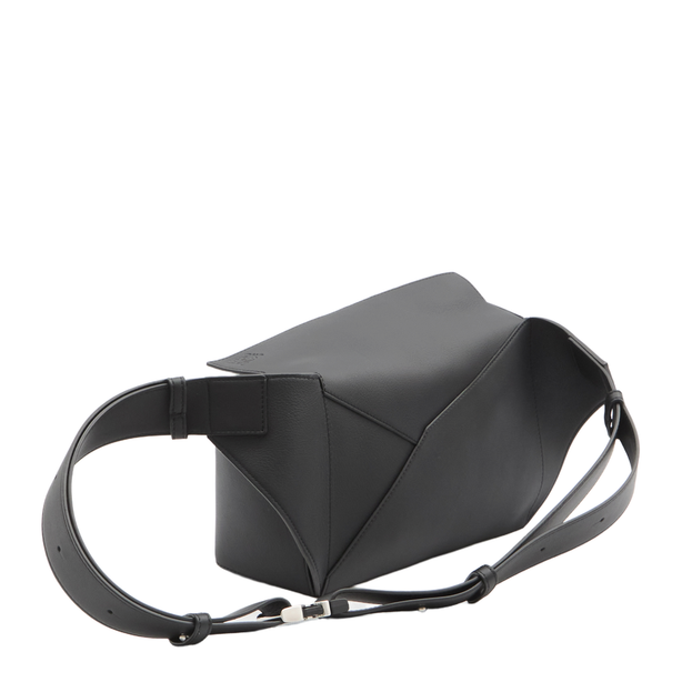 Puzzle Edge Small Calfskin Bumbag - Black