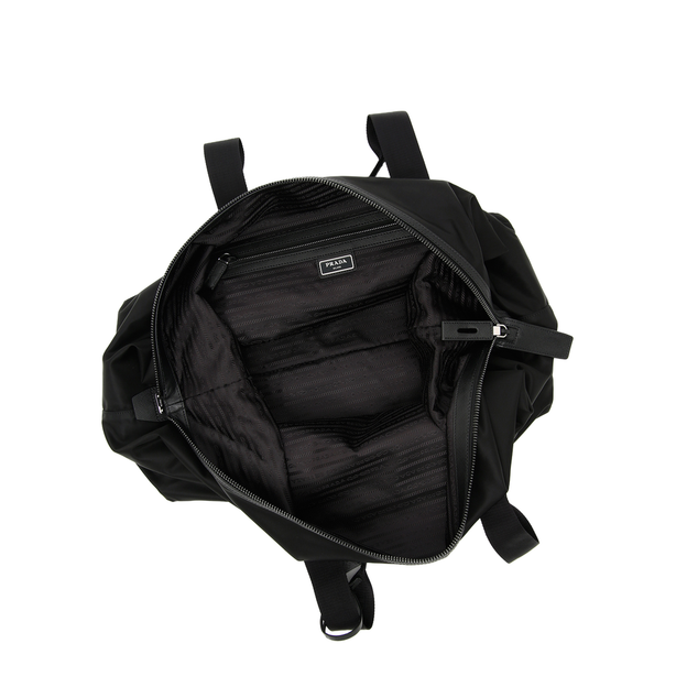 Re-Nylon Gabardine & Saffiano Leather Duffle Bag - Black