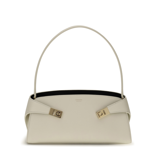 Hug One Size Calfskin Shoulder Bag - Mascarpone-Nero