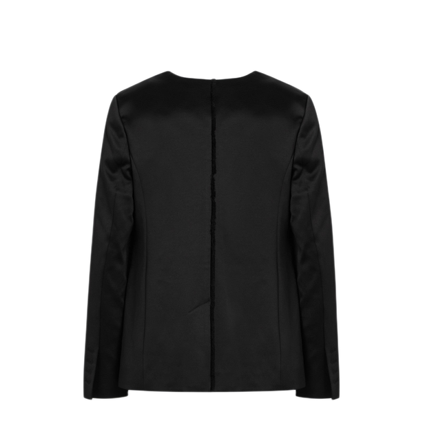 Black Single Breasted Cotton Blend Jacket
