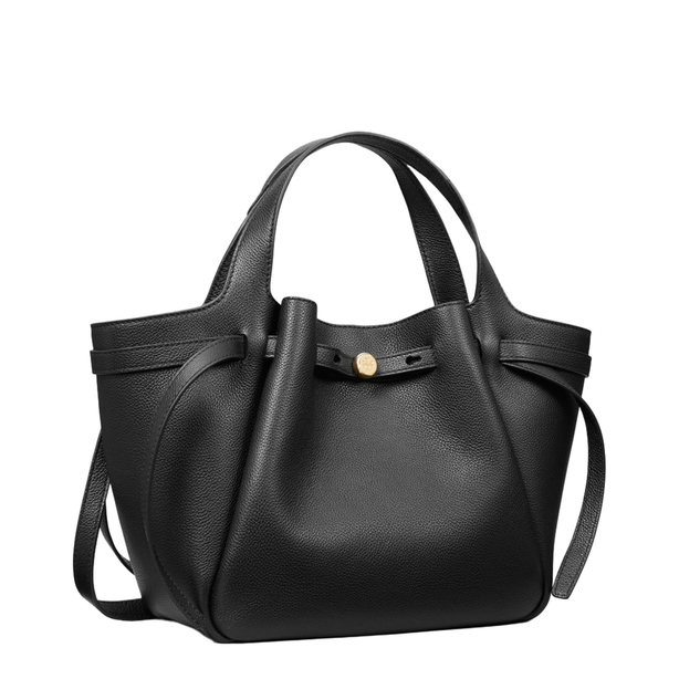 Romy Small Pebbled Leather Tote - Black