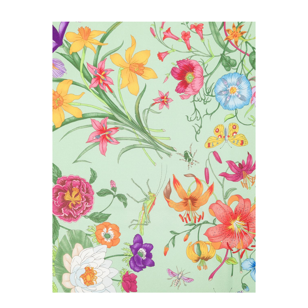 Green Flora Print Scarf