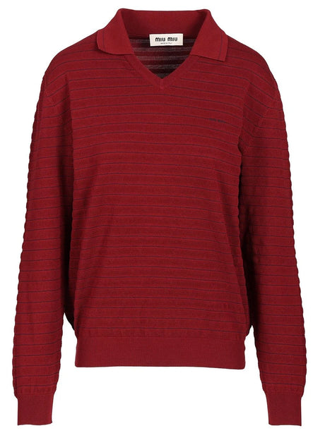 Miu Miu V-Neck Sweater - Bordeaux
