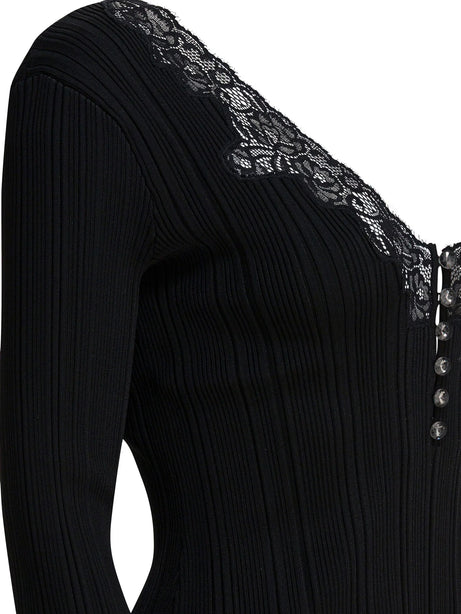 Self-Portrait Top with lace - Black