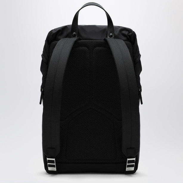 Black Re-Nylon and Saffiano Leather Backpack