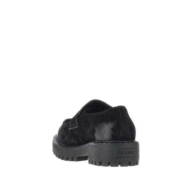 PRADA Suede leather loafers with logo